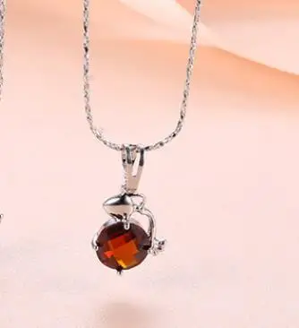 garnet no chain OMHXFC Европейская мода женщина девушка вечерние День рождения Свадьба Подарок Красочный AAA циркон 18 К кулон из белого золота Шарм EP25 - Цвет камня: garnet no chain