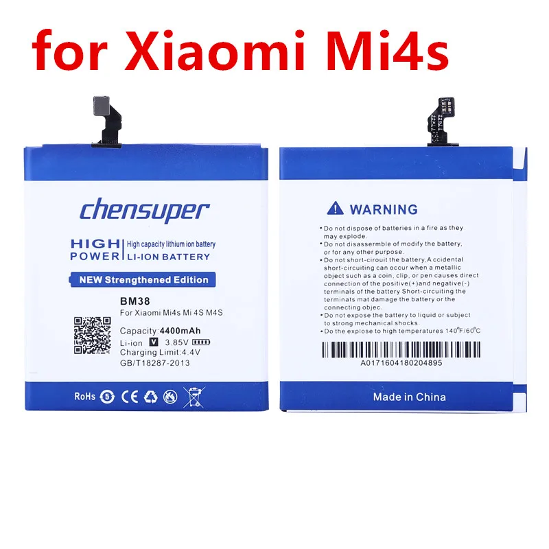 chensuper BM38 4400 мАч батарея для Xiao mi 4S mi 4S M4S литий-ионный полимерный аккумулятор+ Высококачественная батарея+ бесплатно