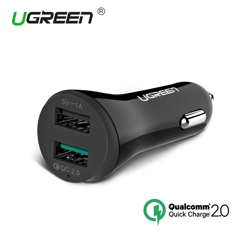 [For Qualcomm Quick Charge 2.0 18W],Ugreen USB Car Charger with Dual Port Car-Charger for iPhone Samsung Mobile Phone Charger