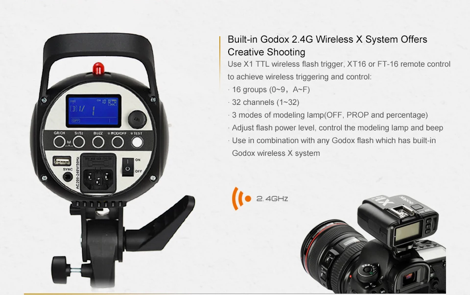 Godox SK300II Studio Flash With 2.4G Wireless X system+Bowen mount standard cover Gift (17)