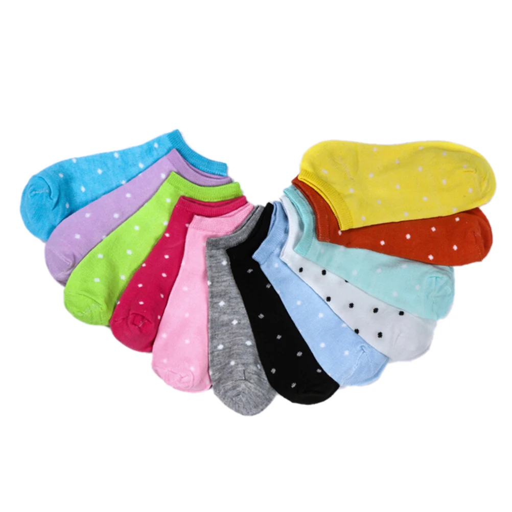 10 шт. = 5 пар, милые детские бамбуковые носки для девочек милые хлопковые носки для девочек, детские однотонные носки в горошек с сердечками - Цвет: Dots