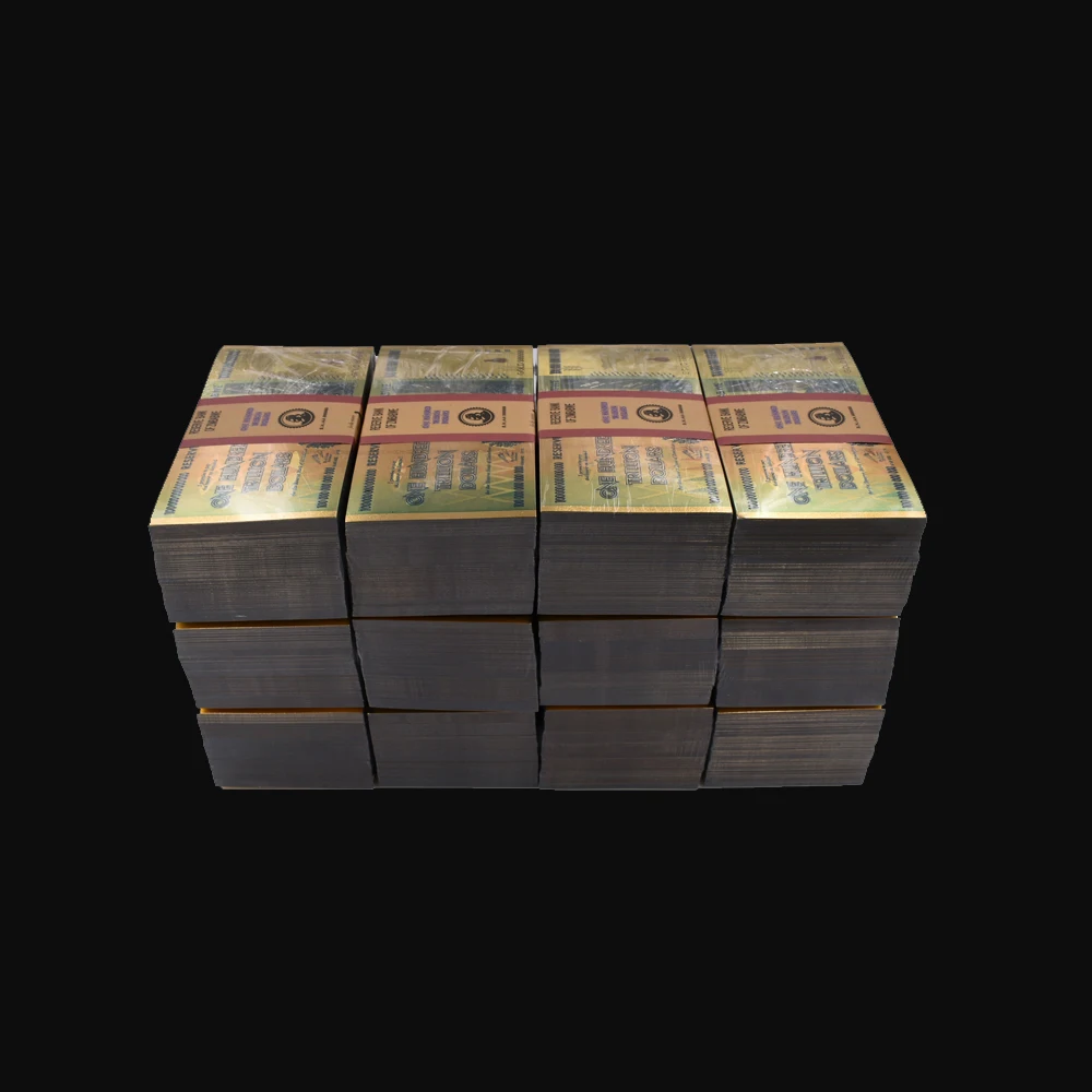 

1200pcs Zimbabwe One Hundred Trillion Dollar Gold Banknote Watermark and 120 Certificates With