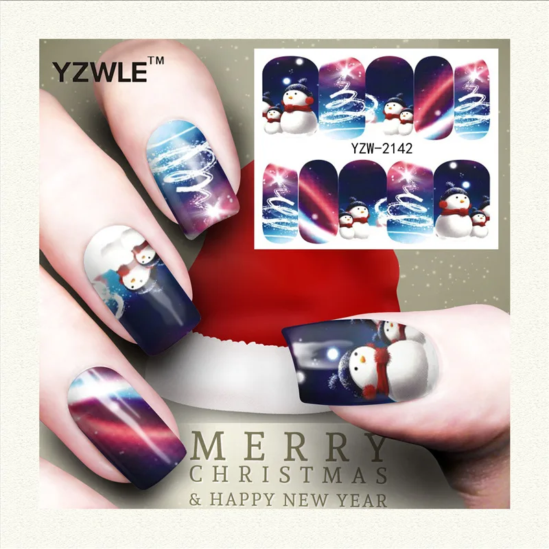 

Nail sticker art decoration house winter snowman slider adhesive Water Transfer decals manicure lacquer accessoires polish foil