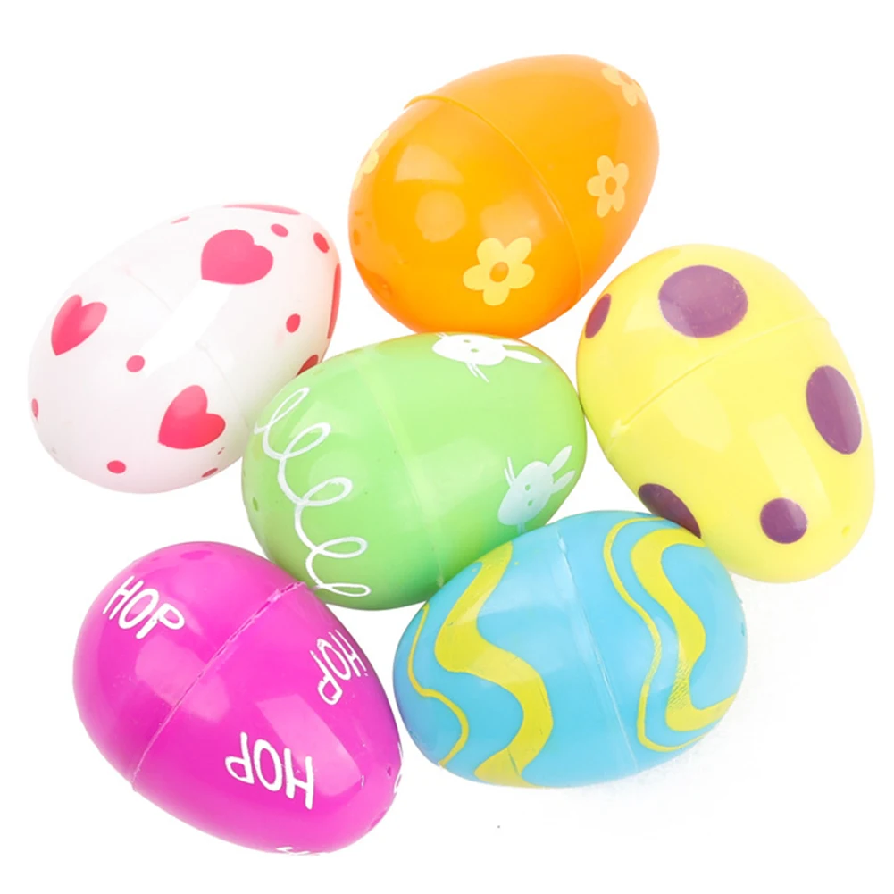 12pcs/pack Empty Easter Egg DIY Non-toxic Small Lottery Gifts Kid Toy Funny Detachable Decorative Handmade Colorful Plastic