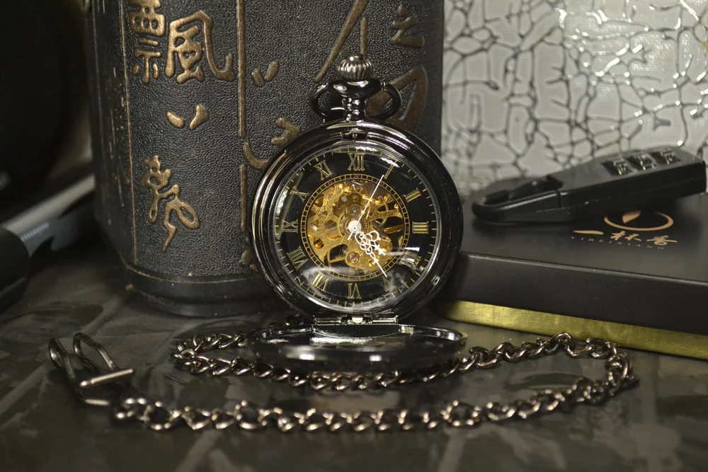 TIEDAN античный роскошный бренд стимпанк ожерелье карманные часы цепь мужские часы Скелет Механические карманные часы для мужчин