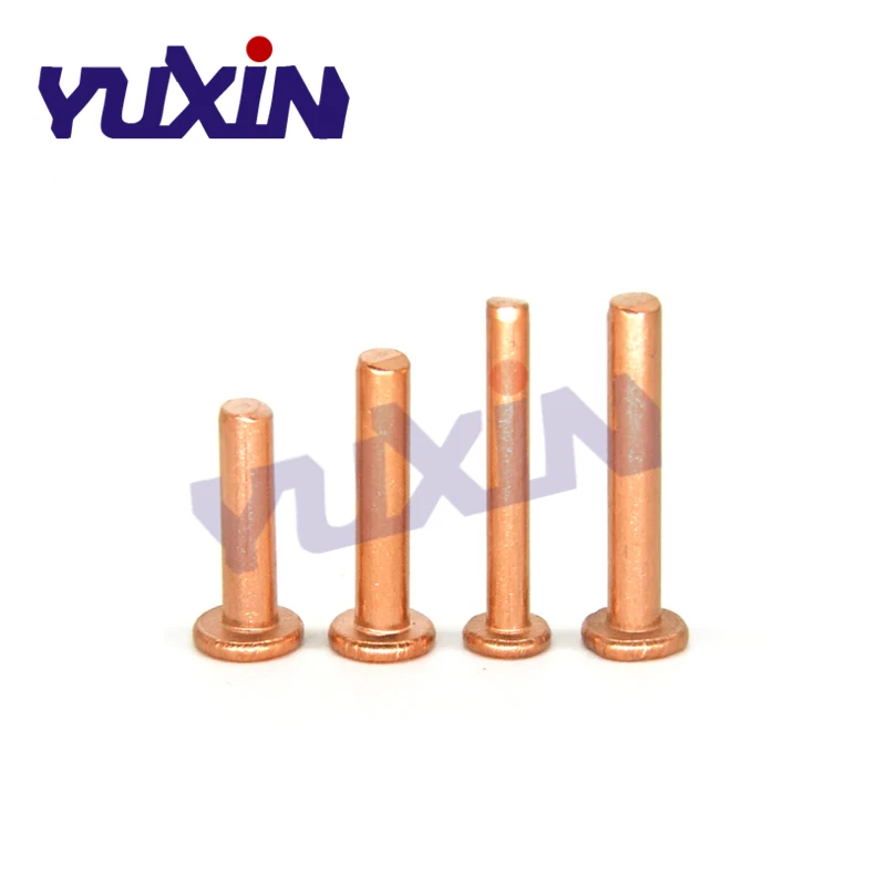 50Pcs Brass Solid Rivets GB109 M3*L Flat Head Copper Rivets Solid Brass