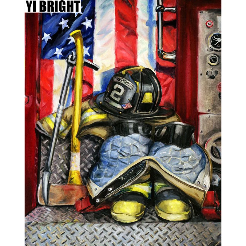 

Square/Round Drill,DIY Diamond Painting "Forever Hero - Fire Fighter" Embroidery Cross Stitch Mosaic Full Of Rhinestone Decor GT