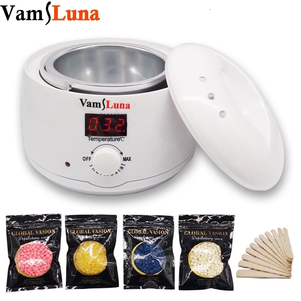 Wax Warmer LCD Display Hair Removal Kit For Facial & Bikini Area & Armpit with 200G Hard Wax