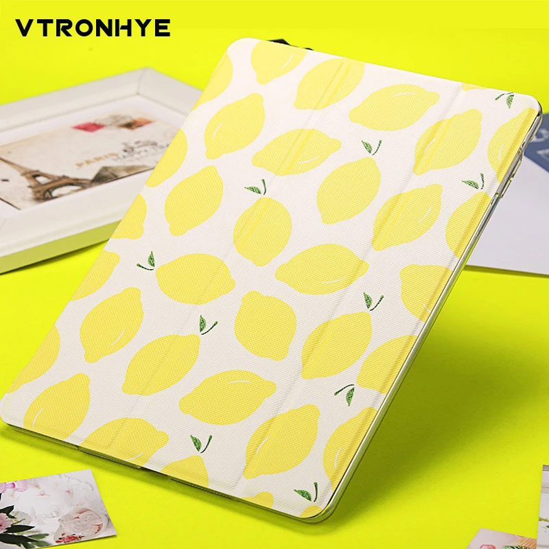 

Lemon Painted Tablet Cover for 2017 New iPad 9.7 Air 1 2 Stand Shell Anti-Drop/Dust for iPad 2 3 4 Mini 1 2 3 4 Case Auto Sleep