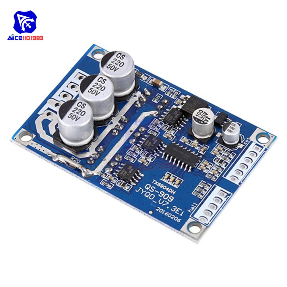 DC12-36V 15A 500W Brushless Motor Controller Hall Balanced BLDC Driver Board 