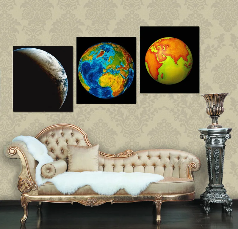 

3 pieces wall art pictures painting our beautiful earth on oil painting canvas for living room decoration and wall art poster