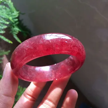

100% Natural Ice Red Strawberry Quartz Crystal Bangles Lady Bracelets For Women Crystal Female Inner Diameter 60mm AAAAAA