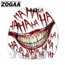 NEW Hip-hop Style Long Sleeve Round Neck Loose Hoodies for Men and Women with Horrific HAHA , Dc Joker Graphic  2019