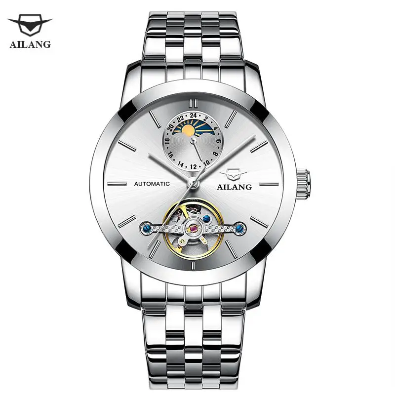 

Ailang Chronograph Flying Tourbillon Automatic Watch Men Moon Phase Mechanical Skeleton Watches Montre Homme Erkek Kol Saati New
