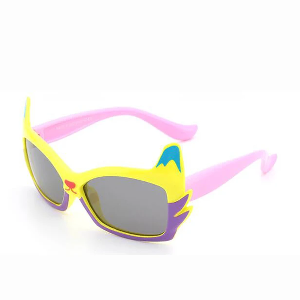 Модные детские Квадратные Солнцезащитные очки для мальчиков и девочек с милым мультяшным котом, крутые солнцезащитные очки, солнцезащитные очки с градиентными линзами, UV400 - Цвет линз: yellow frame pink