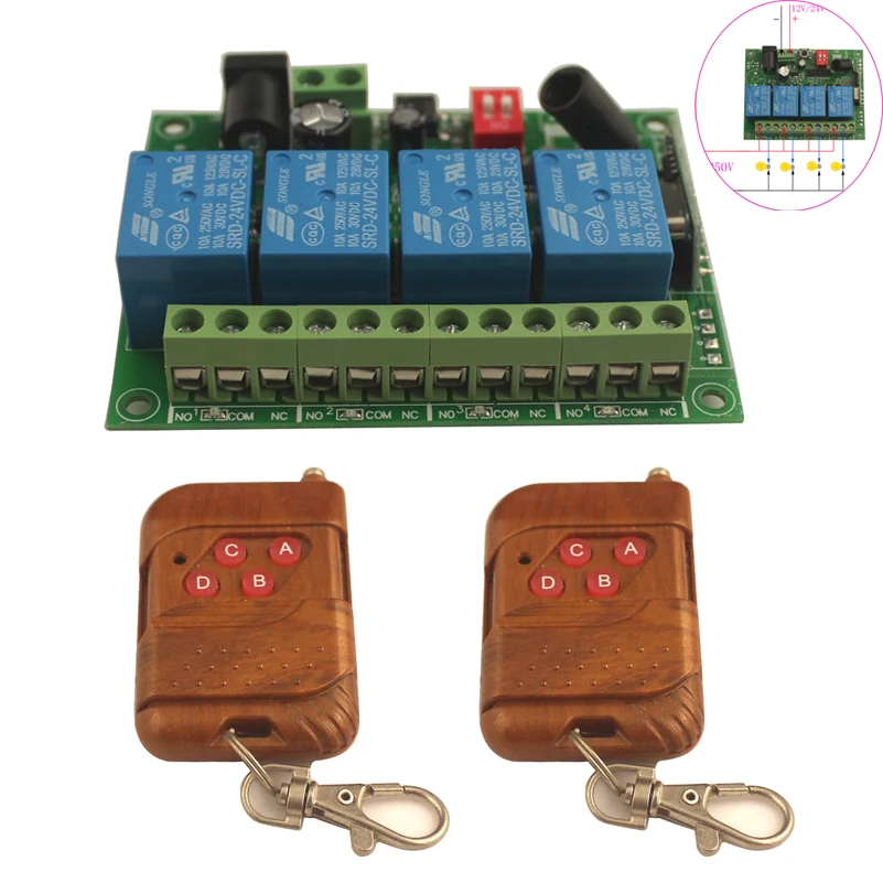 Дешево Sleeplion 12 В 4CH Беспроводное управление радио реле приемопередатчик приемник беспроводное реле RF пульт дистанционного управления переключате...