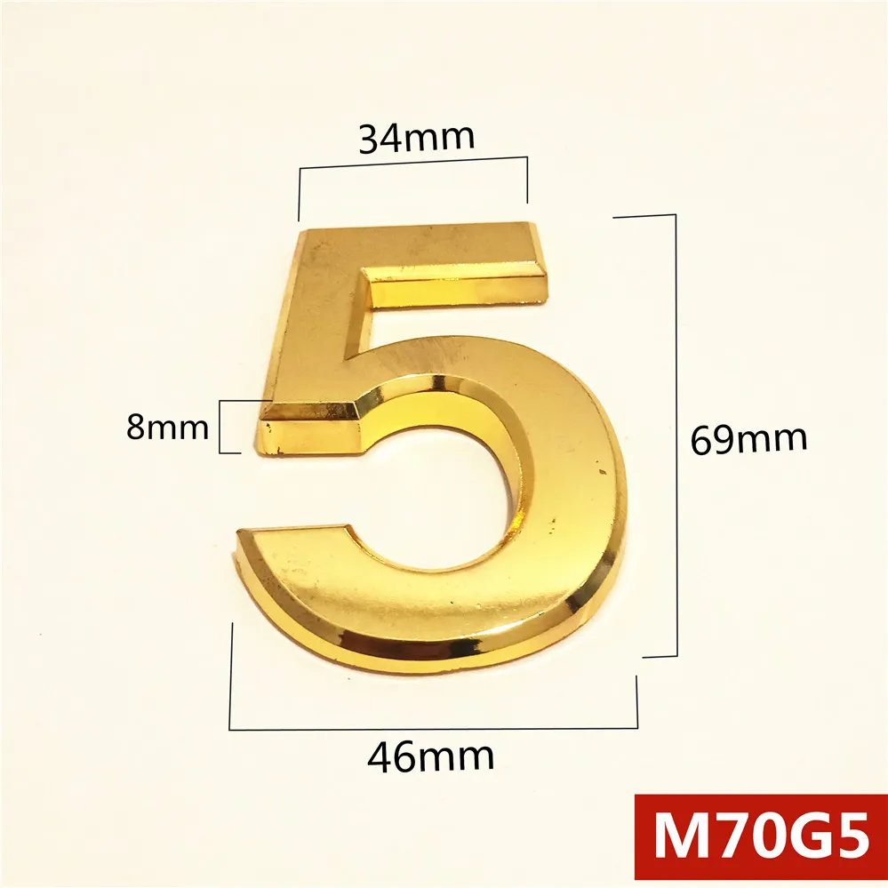 M70G亮金70mm塑料门牌=5号