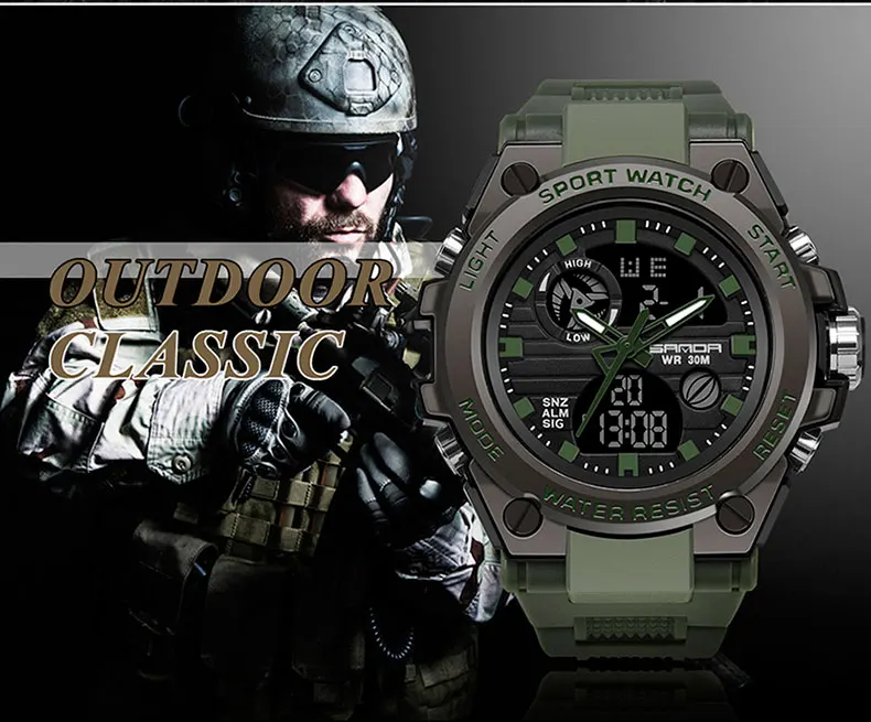 Новинка, мужские часы SANDA, мужские многофункциональные водонепроницаемые цифровые часы, мужские военные уличные спортивные часы, relogio masculino