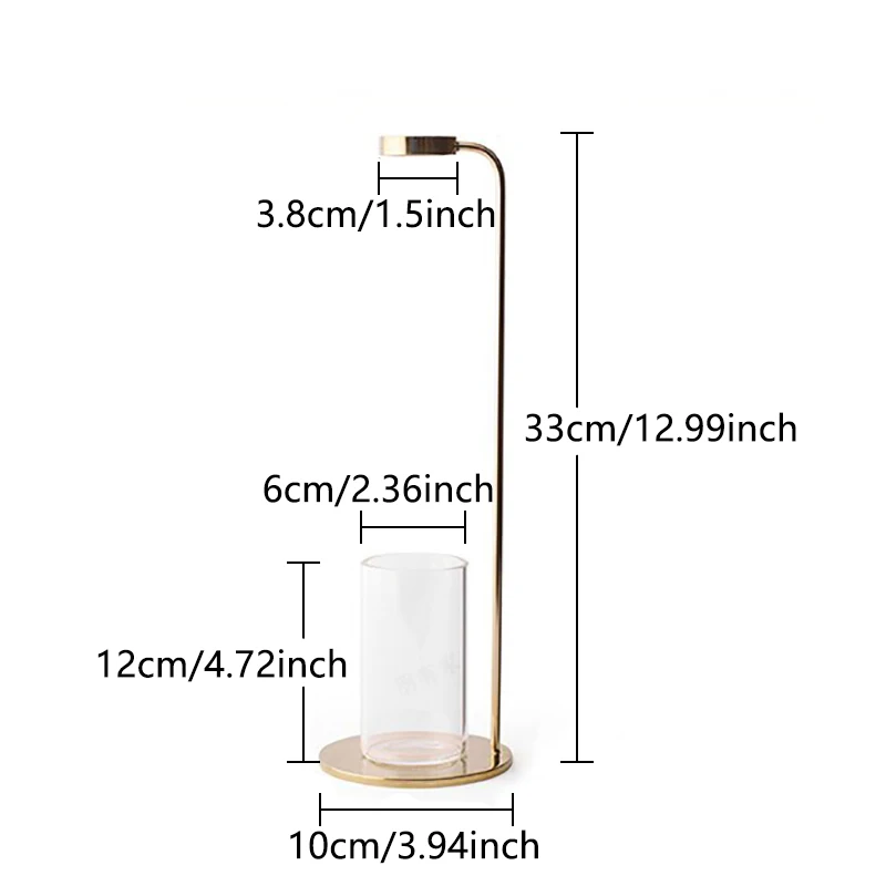 Скандинавский стиль Железный арт настольная ваза цветочный горшок со стеклянной чашкой Гидропоника цветочное растение золотой белый черный домашнее свадебное украшение - Цвет: Golden