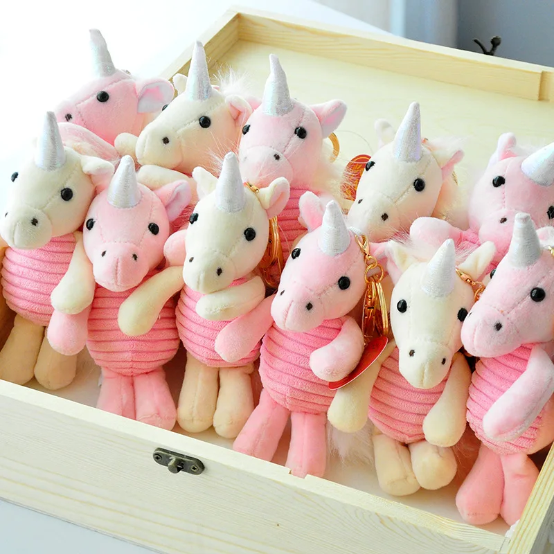 

1pcs Boutique 15cm Unicorn high-end boutique Unicorn Pendant Plush Keychains toys Girls Bag Car buckle