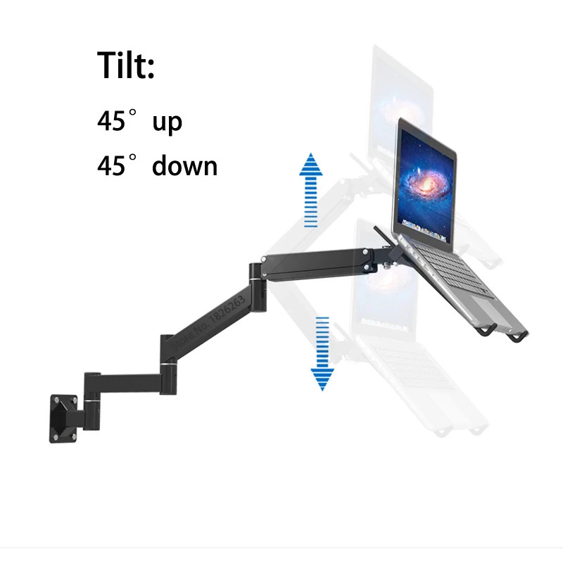 

Wall Mount 17-27 inch Laptop Support Holder Arm Tilt Foldable Ultra Long Arm Laptop Cooler Retractable Notebook Stand BG4064
