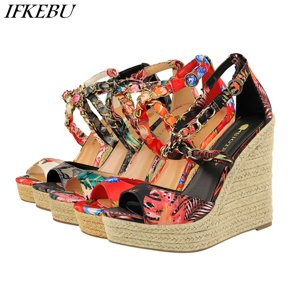 

Women Shoes Platform Wedges Sandals Summer Flower Buckle Heels Shoes Luxury Fisherman Shoes Peep Toe Slides Casual Zapatos Mujer