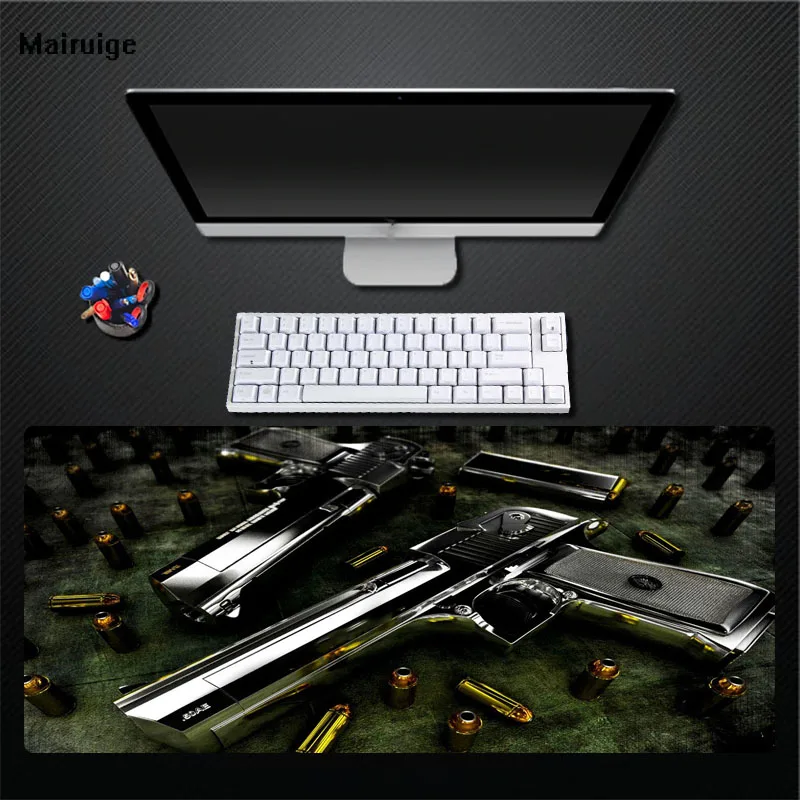 Mairuige Custom Cool Black Gun Mouse Pad Game Player Pad Non slip Non