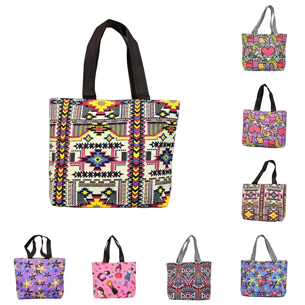 

Canvas Reusable Grocery Women Handbag Large Capacity Shopping Shoulder Bag Tote Bags For Women