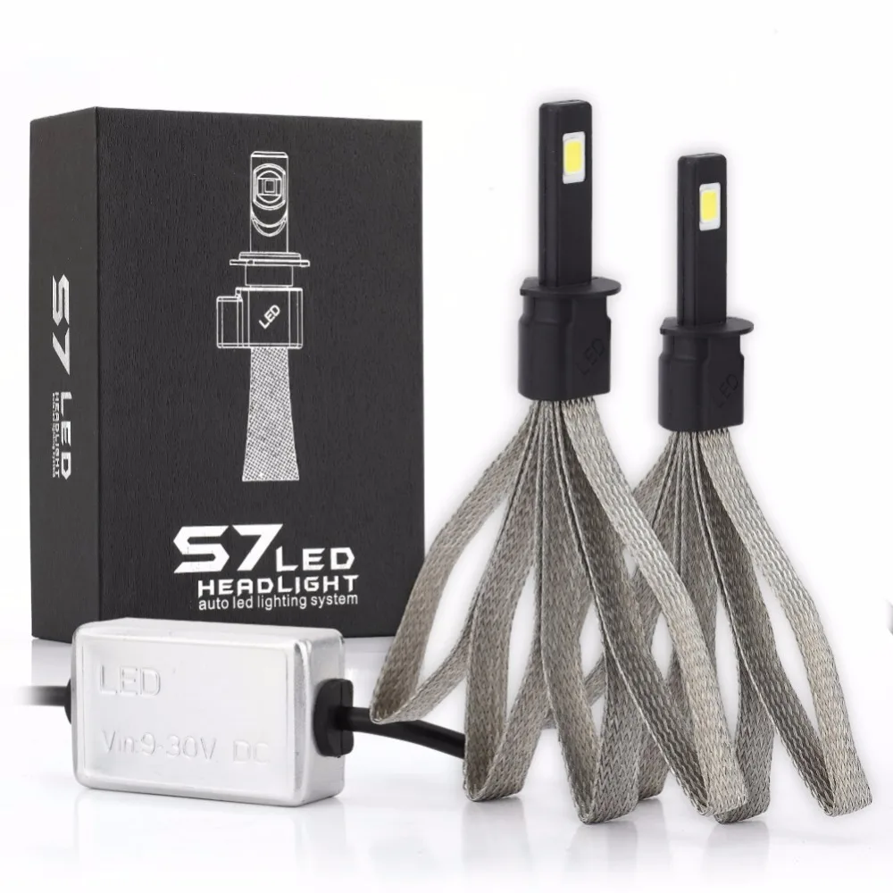 En Ligne 2 pcs S7 LED Phare De Voiture Kit De Phares Super Lumineux Ampoule Salut Low Xenon Blanc Phares 6400LM 60 w ampoules