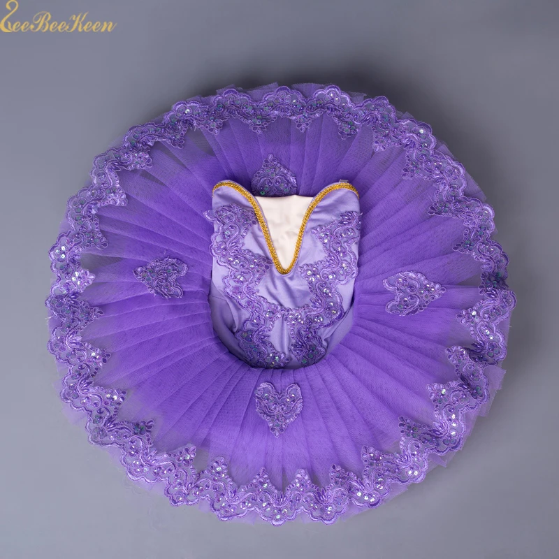 

Child Ballet Dance Dress Girls Lake Swan White/purple Lace Tutu Ballet Dress Ballerina Professional Performance Costume