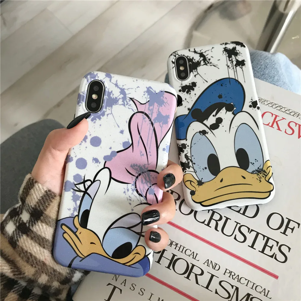 

maosenguoji funny cartoon cute Donald Duck Daisy Couple soft Mobile Phone Case for iphone 6 6s 6plus 7 8 plus X 10 XR XS MAX 6.5