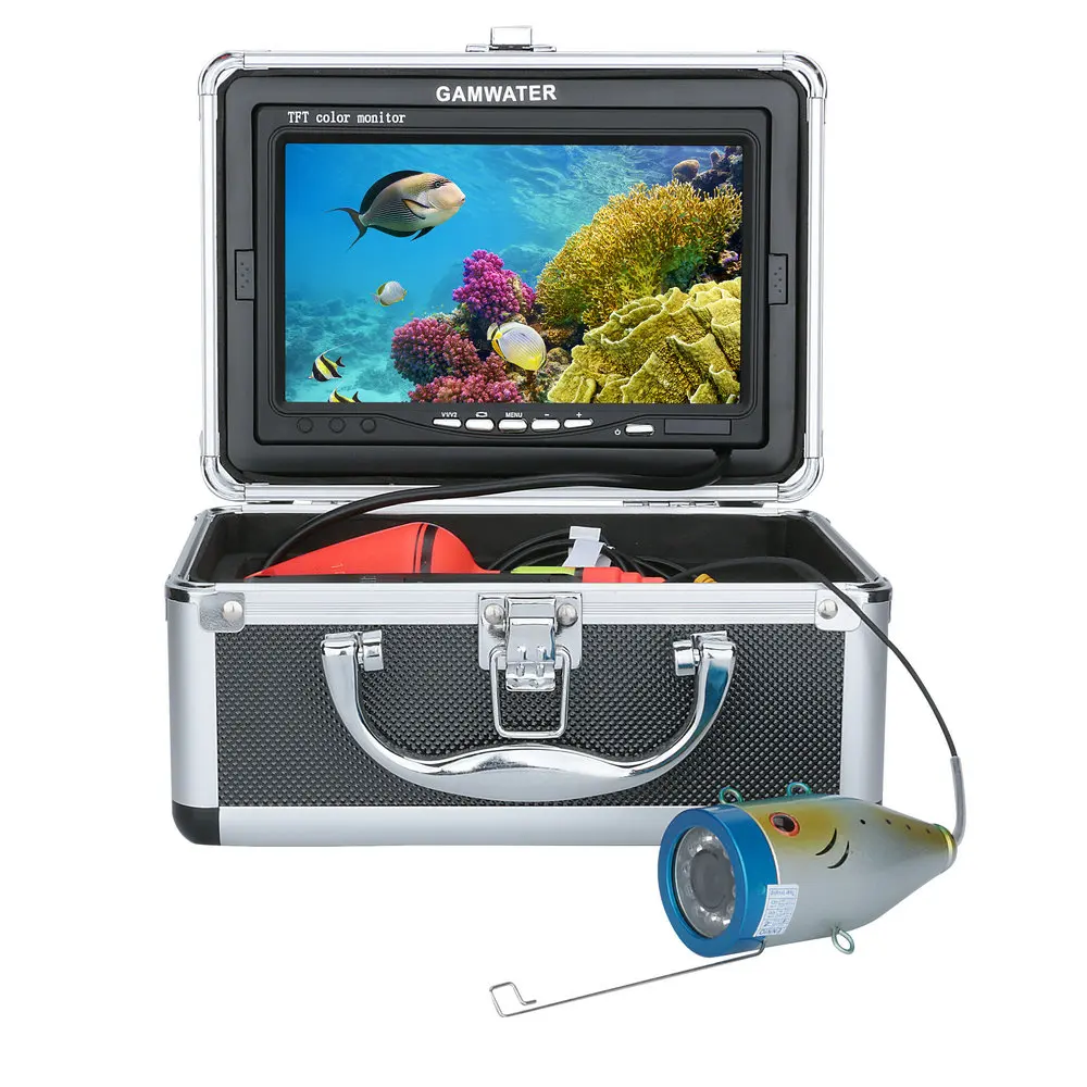 GAMWATER 7 дюймов HD 1000tvl подводная рыболовная видеокамера комплект 12 шт. белых светодиодов видео эхолот 15 м 20 м 30 м 50 м