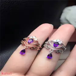 KJJEAXCMY fine jewelry 925 Серебряный инкрустированные с Природный аметист кольцо украшений