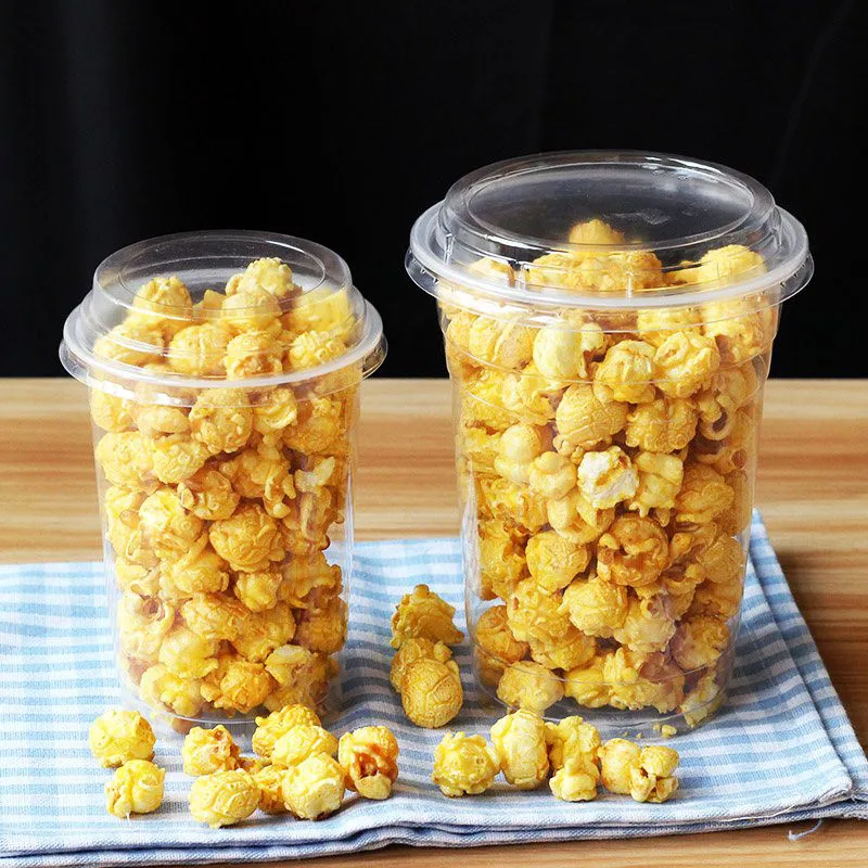 Popcorn Bowl Plastic Cup Disposable Cup Sealing Popcorn Bucket Takeout
