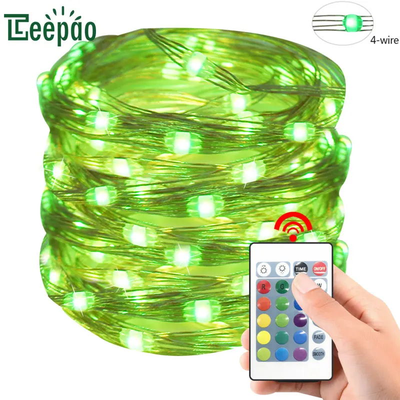 

Remote control USB 10M 100 LED String Light Waterproof Four-wire Copper Wire String Lights Indoor Outdoor Decoration Fairy Light