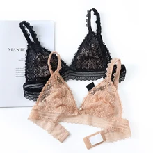 Wriufred, сексуальный бюстгальтер без косточек с глубоким v-образным вырезом, без косточек, без косточек, ультратонкое нижнее белье, женское кружевное белье, бюстгальтеры с треугольными чашечками размера плюс