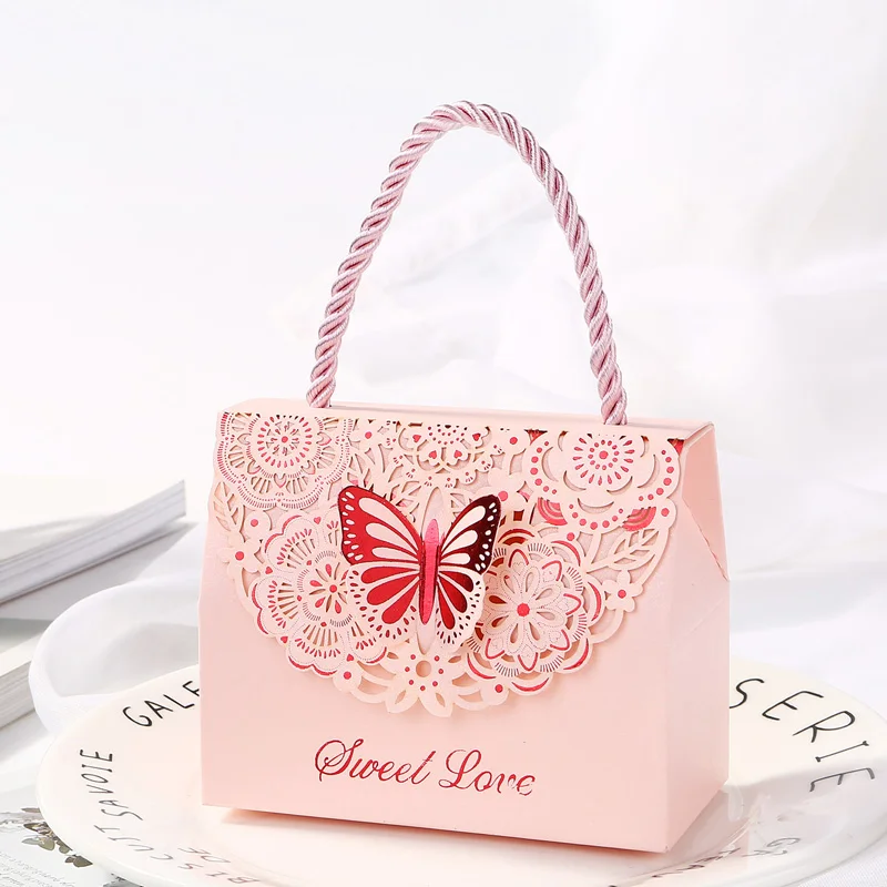 

10pcs/lot Golden butterfly candy Bag Tote bag gift box Package Wedding Favor Gift Boxes thank you Gift birthday Party Favor Bags