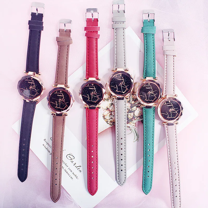 

Hot Black Starry Trendy Women Watches Rhinestone Fashion Casual Student Quartz Watch Women College Style Girls Wristwatch clock