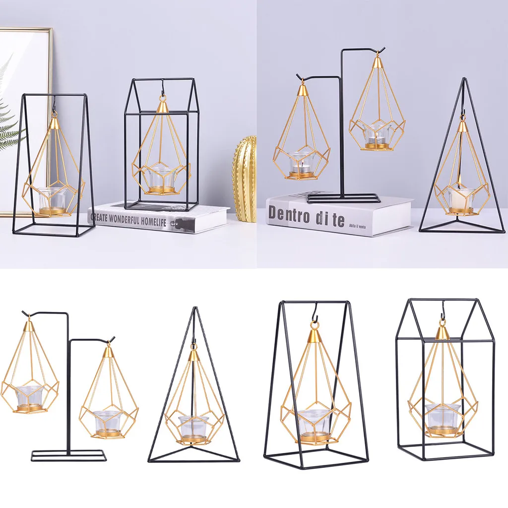 

Novelty Nordic golden metal candle holders modern simple candles for bedroom holiday living room restaurant washingroom d90622