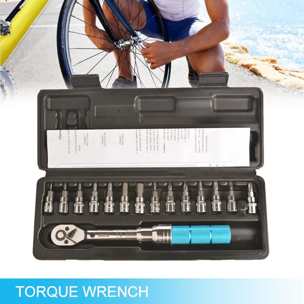 

15PCS 2-14NM Configuration Preset Type Torque Wrench Set for Bicycle Parts Repair Adjustable Mounting Bolts Torque Wrench