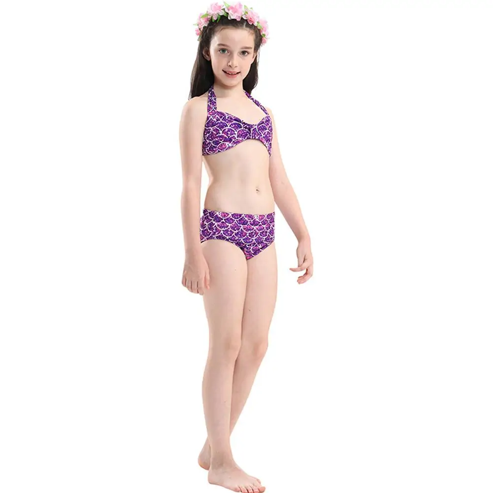 Kaufen 3 teile satz HEIßER Kinder Mädchen Bikini Set Mermaid Tails mit Fin Badeanzug Bikini Badeanzug Kleid für Mädchen Kinder Strand cosplay