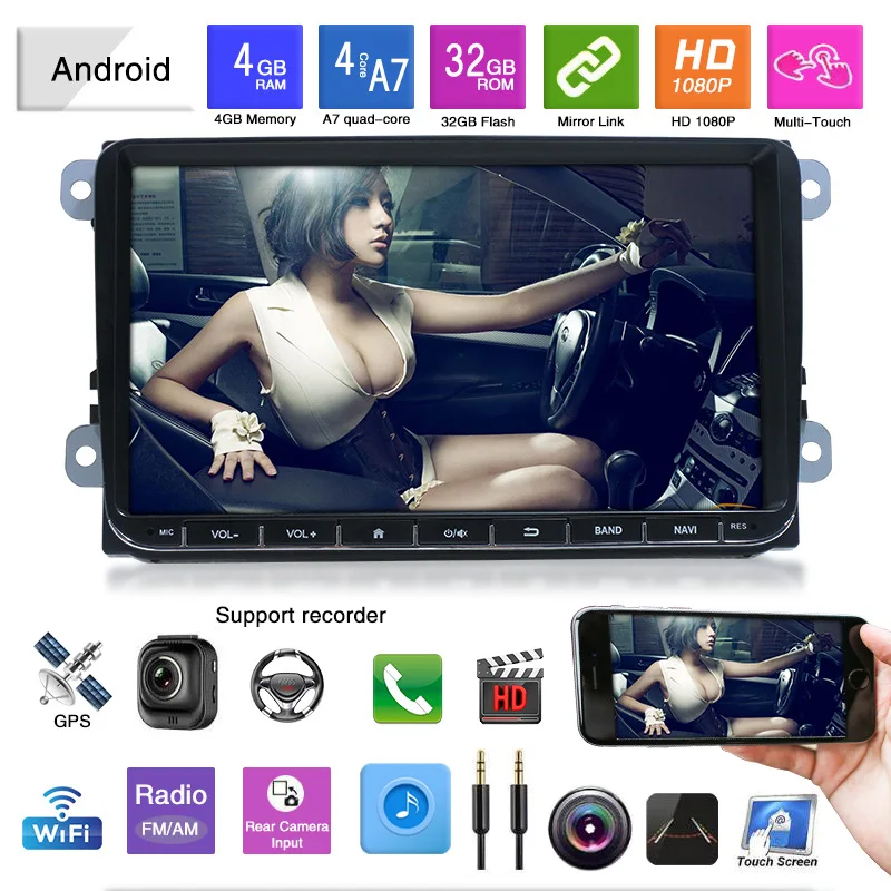 Sale 9" 4G RAM Android Car Radio Player GPS For Volkswagen VW POLO PASSAT CC TIGUAN B6 golf 5 Skoda Fabia radio stereo wifi 3