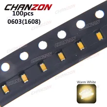 100 шт. 0603(1608) теплый белый SMD SMT лампа-бусина чип 20mA DC 3 V светоизлучающий светодиодный светильник поверхность Установочное устройство технология