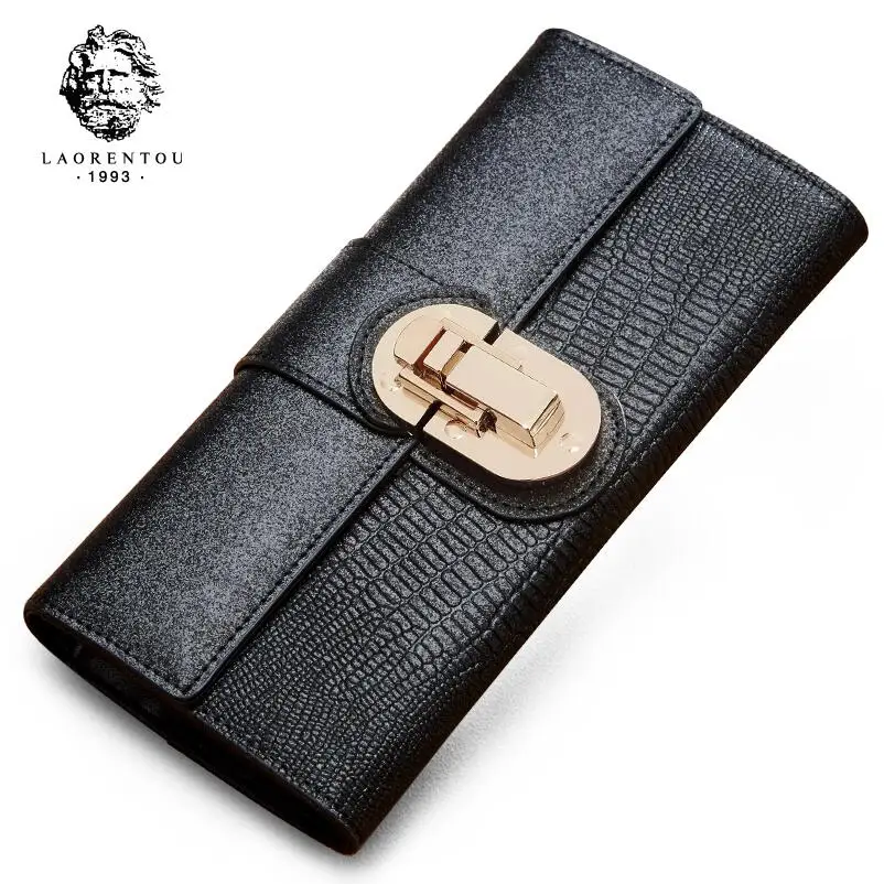 

LAORENTOU long wallet female 2018 new fashion crocodile pattern wallet female multi-card multi-function clutch bag female