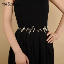 TOPQUEEN SH106 пояс для торжественное платье с жемчугом для невесты цветочные повязки платья золотистого цвета на ремешке, декорированной горным хрусталем в нить горного хрусталя Стразы двор