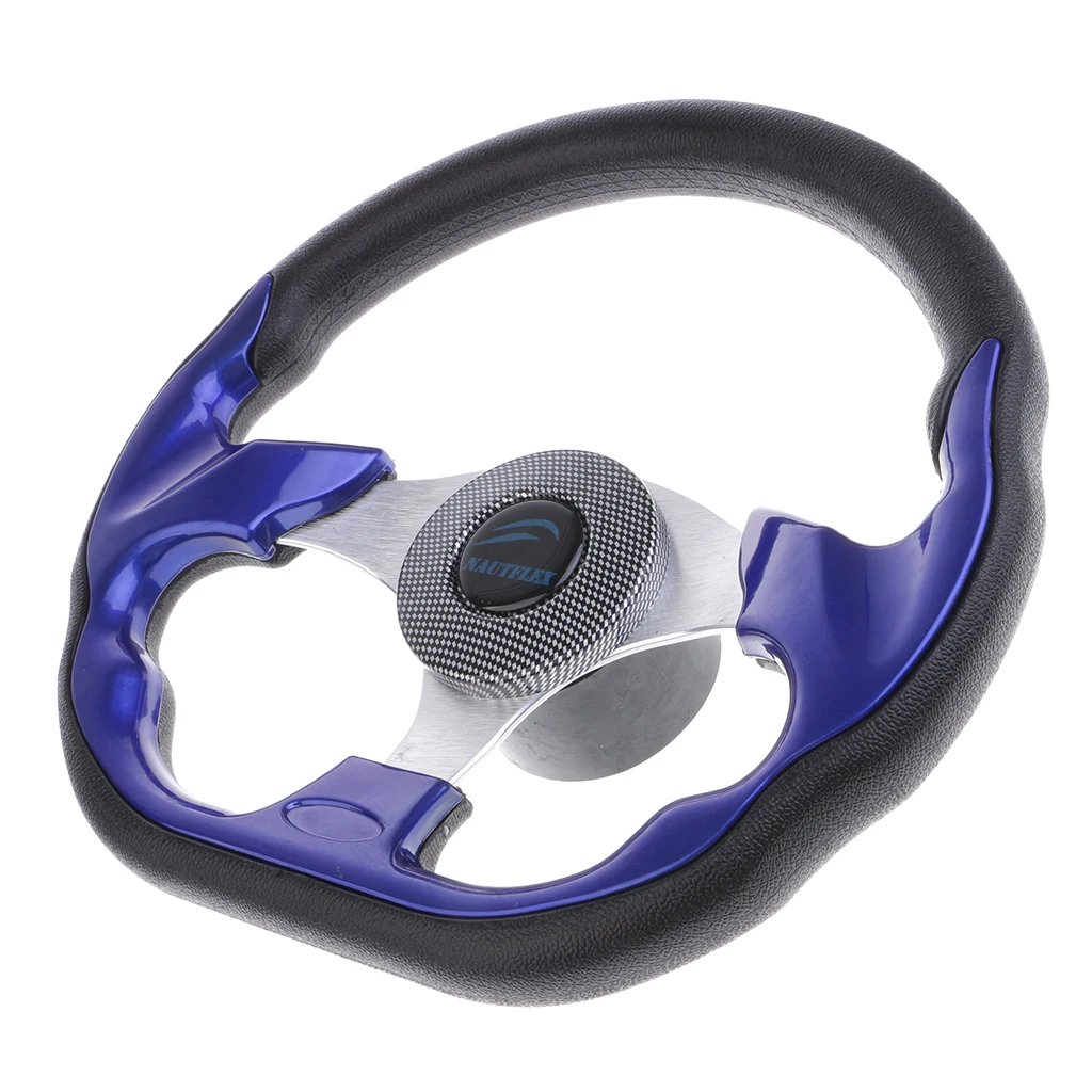 Universal Black Blue Flat Bottom D-Shape 320MM Racing Sport Steering Wheel 