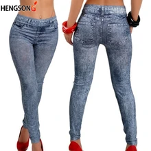 Womens Denim Snowflake Skinny Stretch Sexy Pants Soft Leggings Woman Jeans