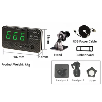 

Rotatable Holder Speedometer Over-Speed Alarm On/Off Universal HUD Display