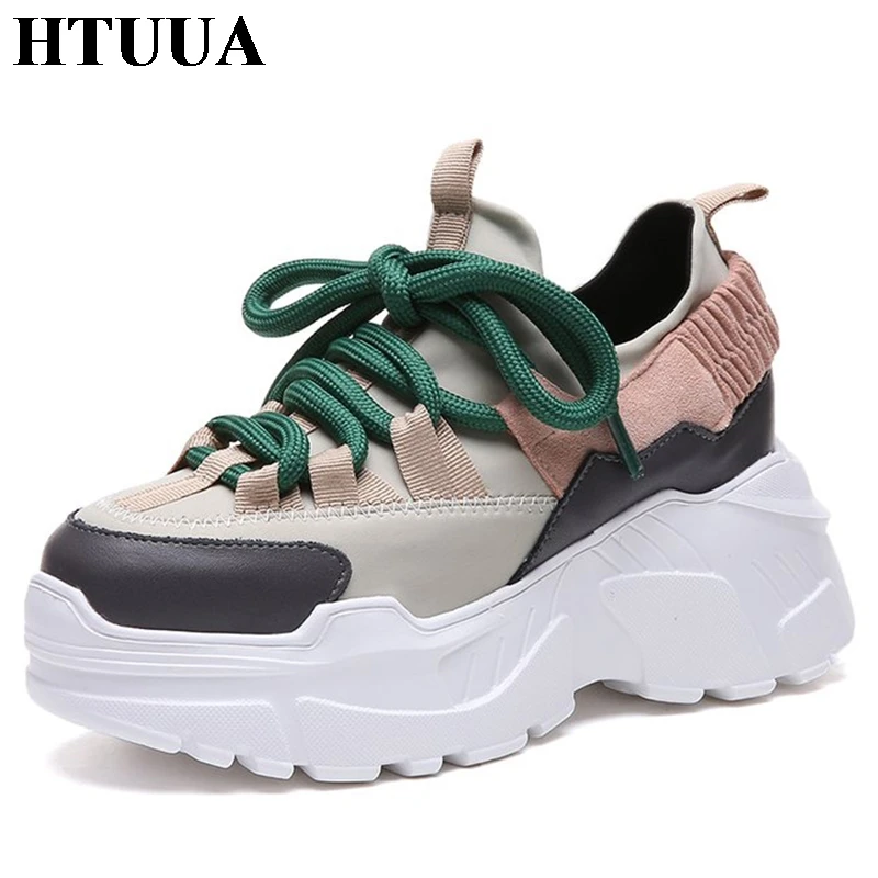En Ligne HTUUA 2018 Printemps Automne Femmes Casual Chaussures Plate Forme Confortable Chaussures femme Sneakers Dames Formateurs chaussure femme SX1450