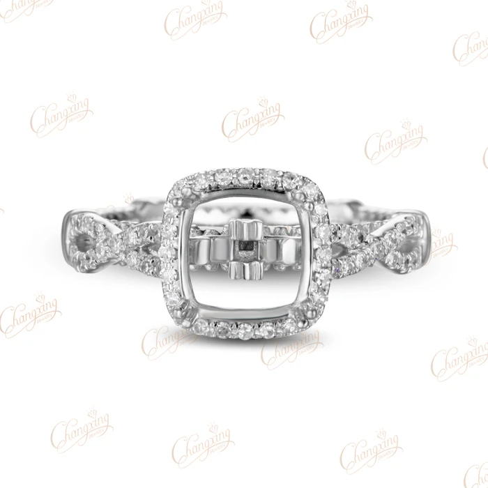 7.5x7.5mm Cushion Cut Natural Diamond Solid 14K Two Tone Gold Semi Mount Ring 7.5x7.5mm Cushion Cut Natural Diamond Solid 14K Two Tone Gold Semi Mount Ring